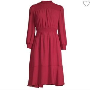 Nanette Lepore‎ Smocked Blouson Dress Size 14, Brick Red